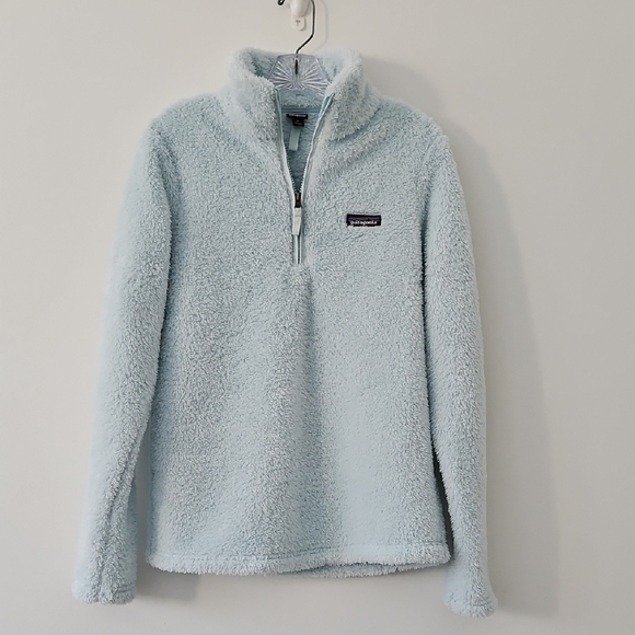 Patagonia Tops - Patagonia Los Gatos Powder Blue Half Zip Fuzzy Fleece Sweater Size Medium
